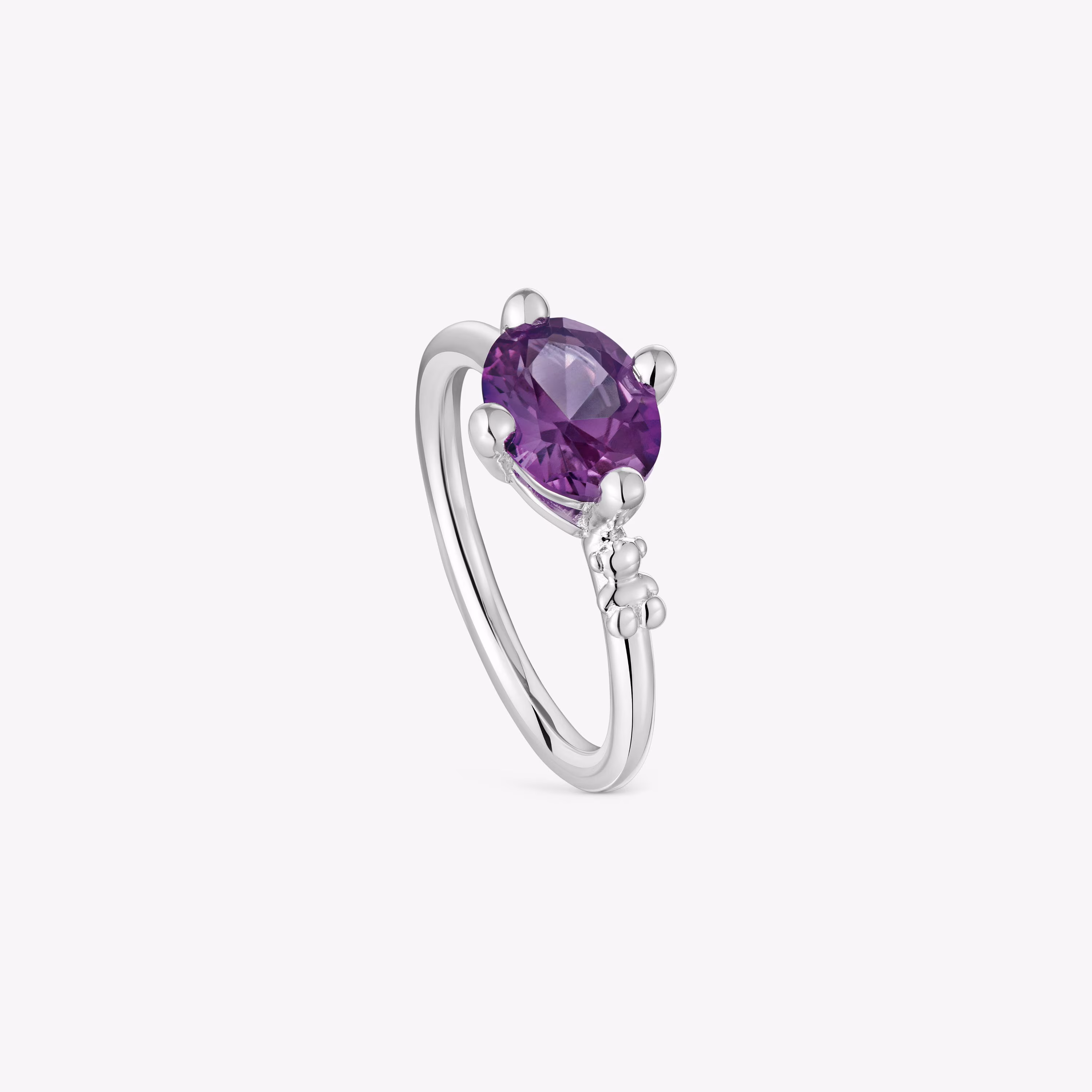 Anillo pequeño de plata y zafiro lila creado en laboratorio TOUS Color LGG