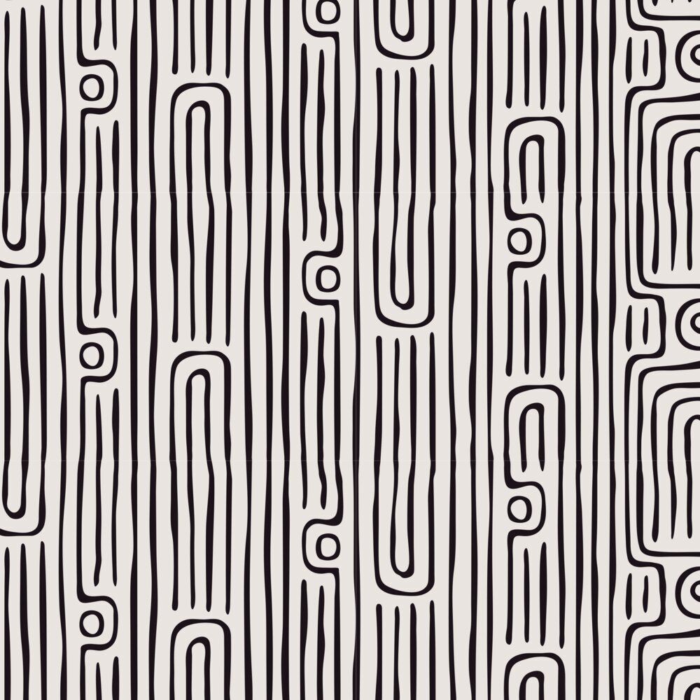 Nappe rectangulaire tissu Dakar motif graphique noir et blanc 140x250cm
