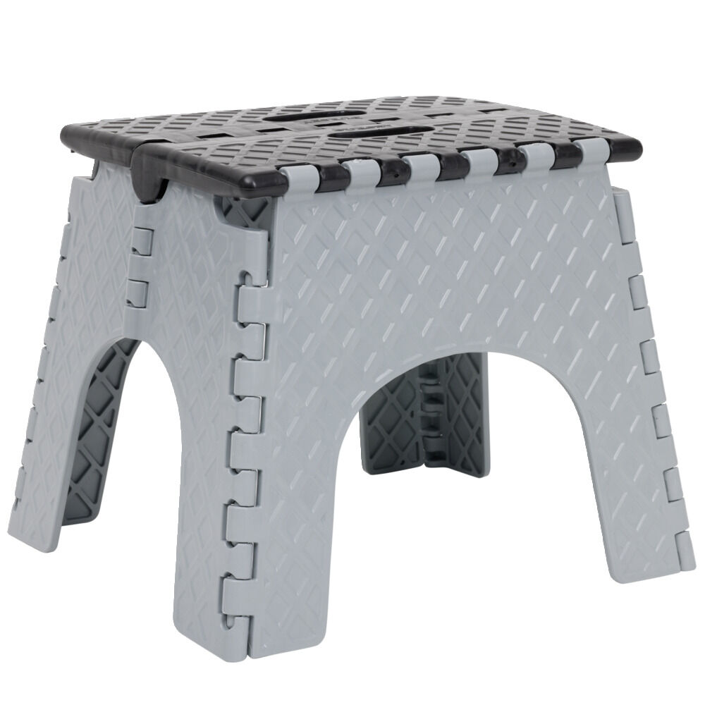 Tabouret pliant noir et gris H31 cm