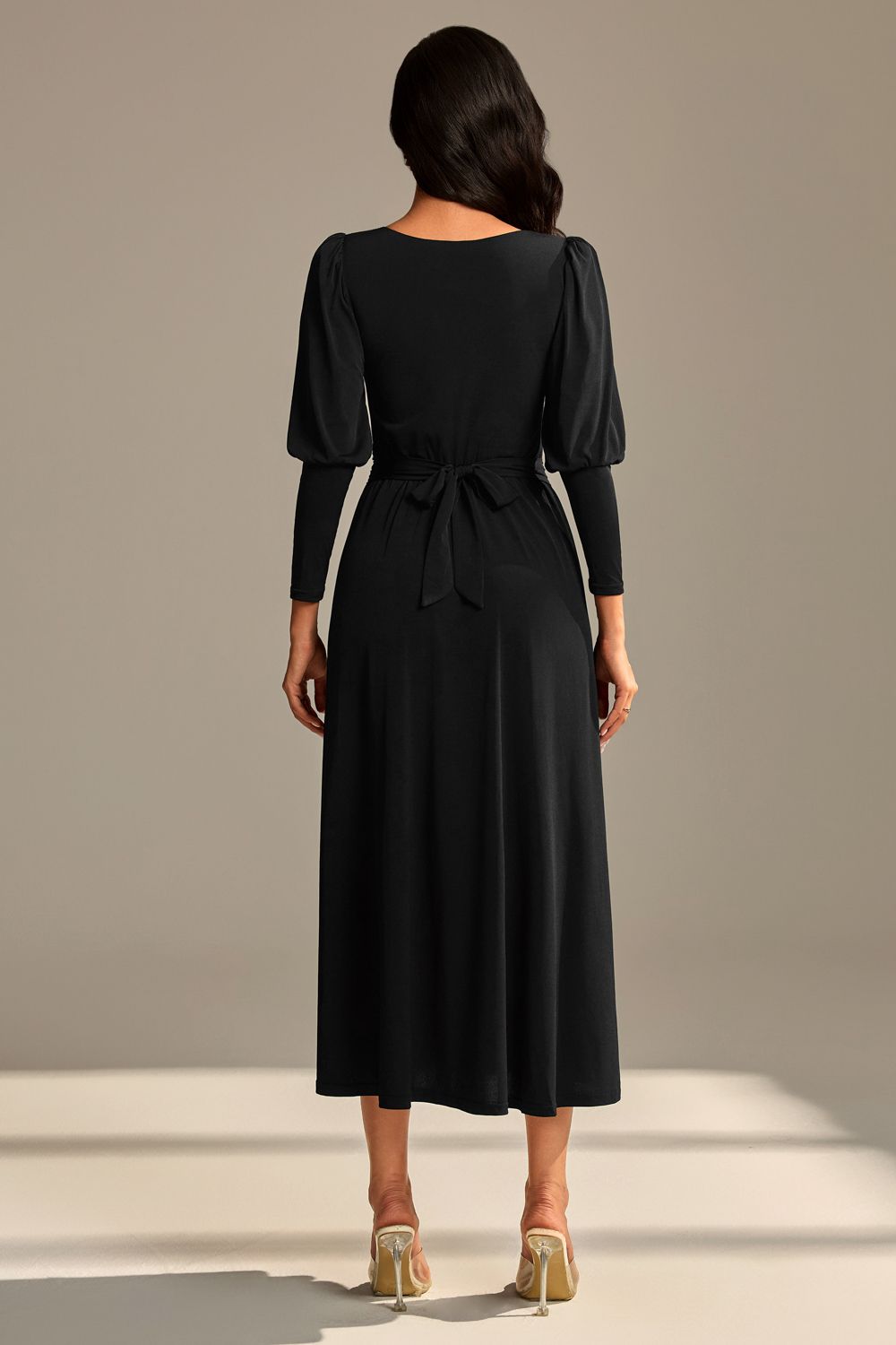 Jolie Moi Long Puff Sleeved Jersey Maxi Dress