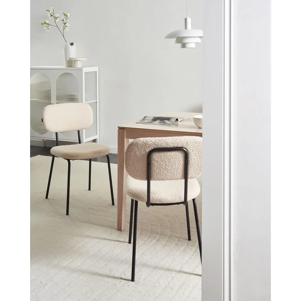 ADAIR - Eetkamerstoel set van 2 - Beige - Boucl&eacute;
