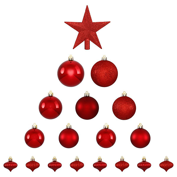 Kit décos de sapin 18 pièces rouge - feeric lights &christmas