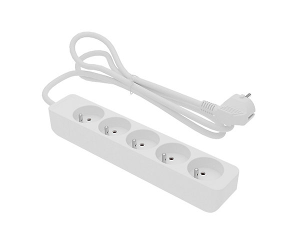 Multiprise 5 prises blanc 1 m 16A 3680W 230 V