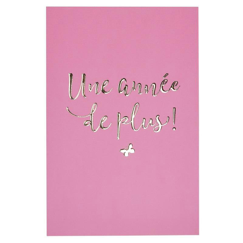 - Carte une année de plus rose et or