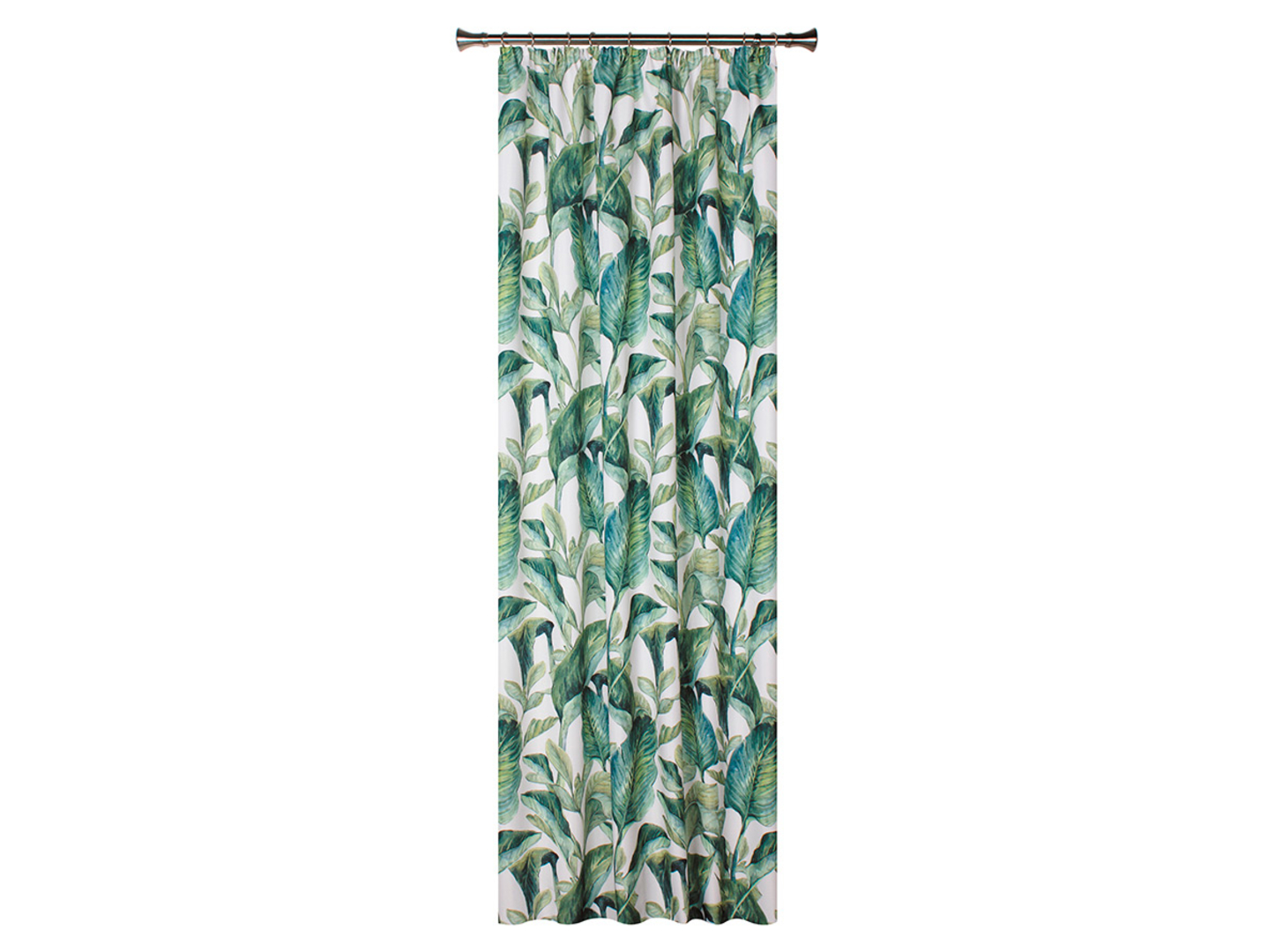 Zasłona Calatea kółka 140x270 cm zielono-biała