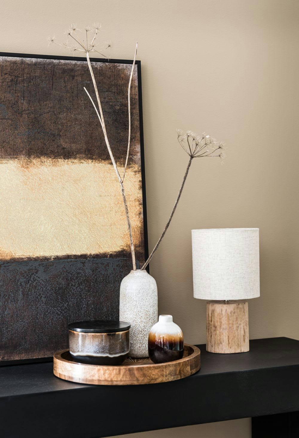 FLOYEN - Vase en grès écru moucheté H19