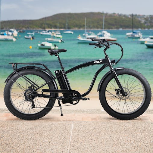 NNEMB Electric Fat Tyre Cruiser Bike, eBike with Throttle, Matte Black