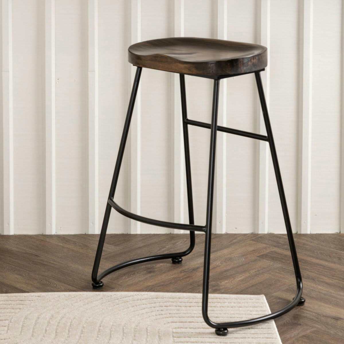 TALLIN - Lot de 2 tabourets assise en bois massif