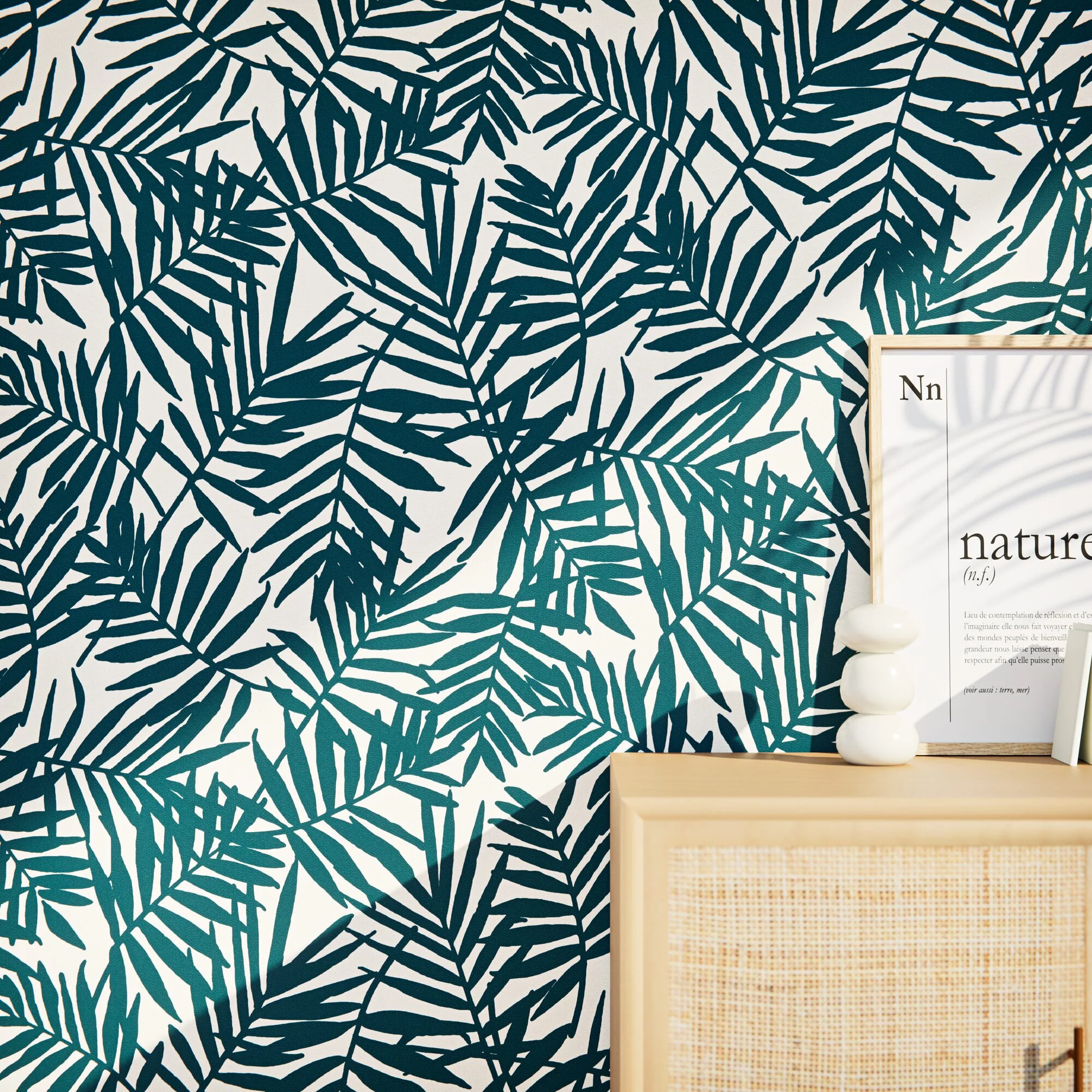Papier peint intissé IMANY coloris bleu paon