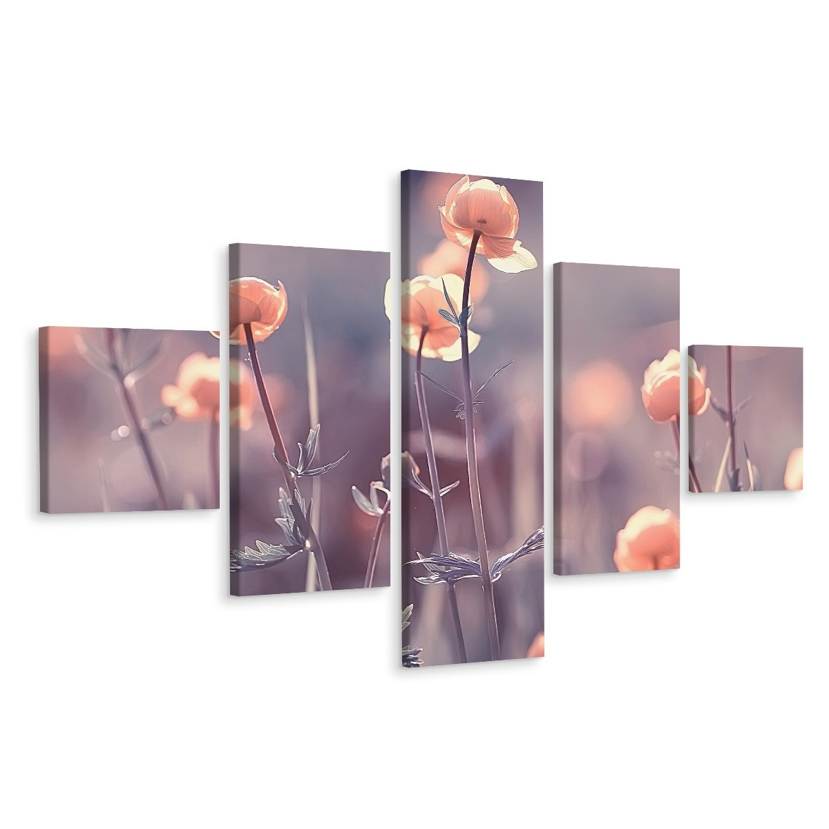 Obraz 5-Częściowy Polne KWIATY Natura 3D 150x90cm