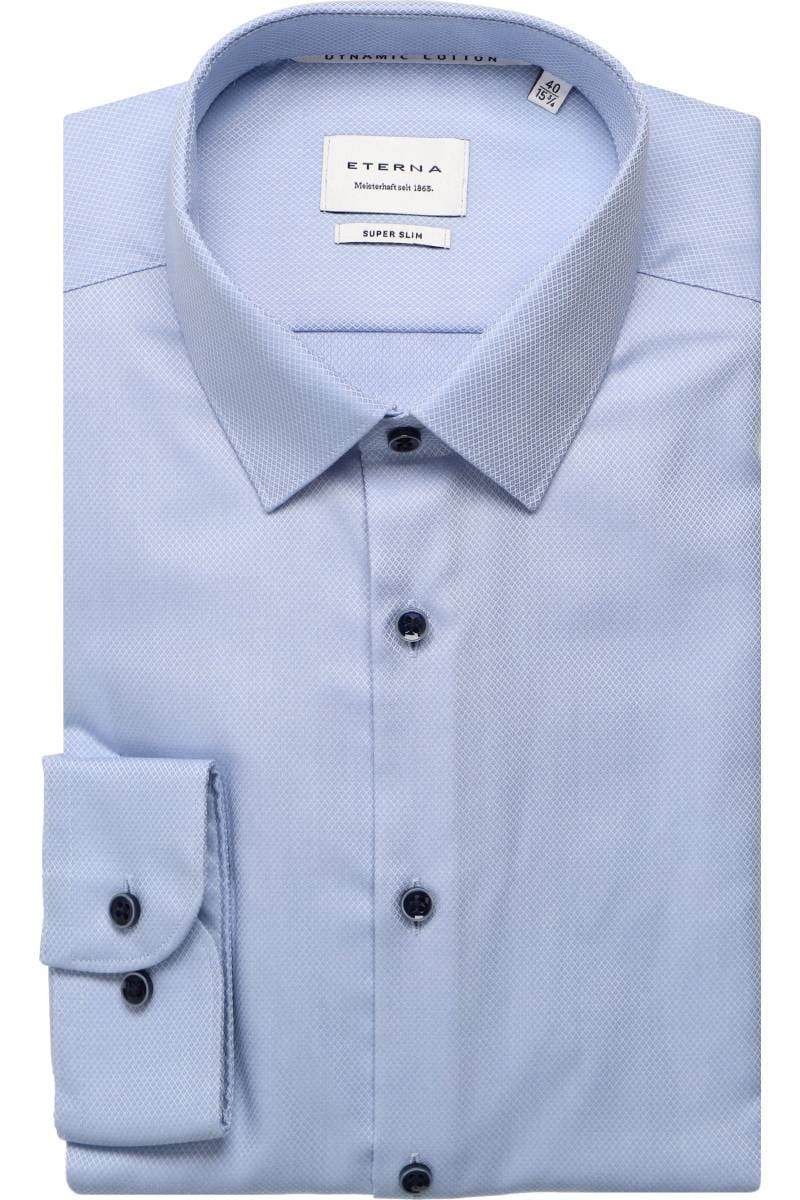 ETERNA Super Slim Dynamic Cotton Hemd mittelblau, Strukturiert