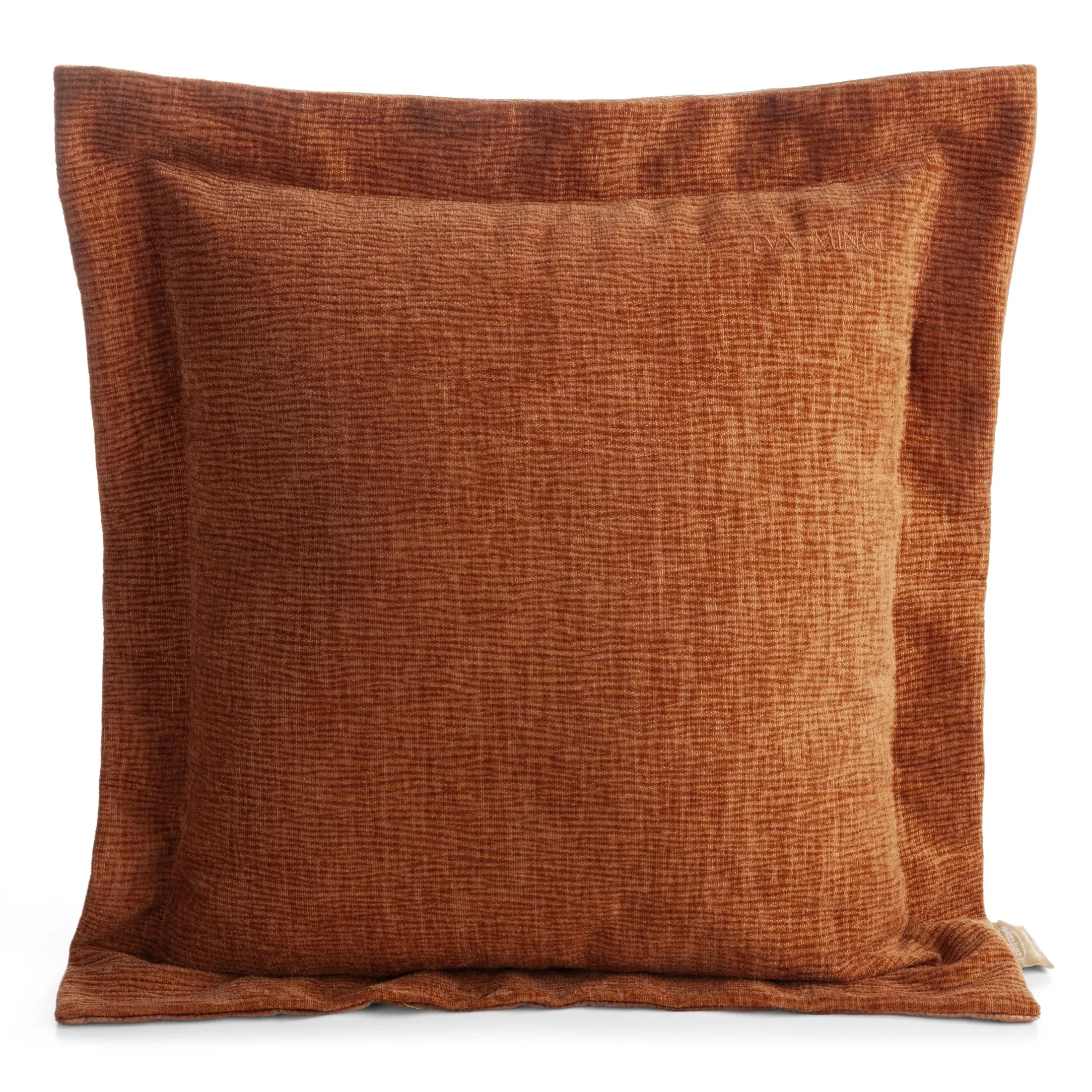 Poszewka na poduszkę55x55 cm z szenilowej tkaniny ceglasta o widocznym ozdobnym splocie Eva Minge Elegante