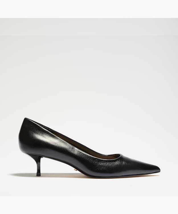 Amira Black - Leather Pointed-Toe Court Shoes