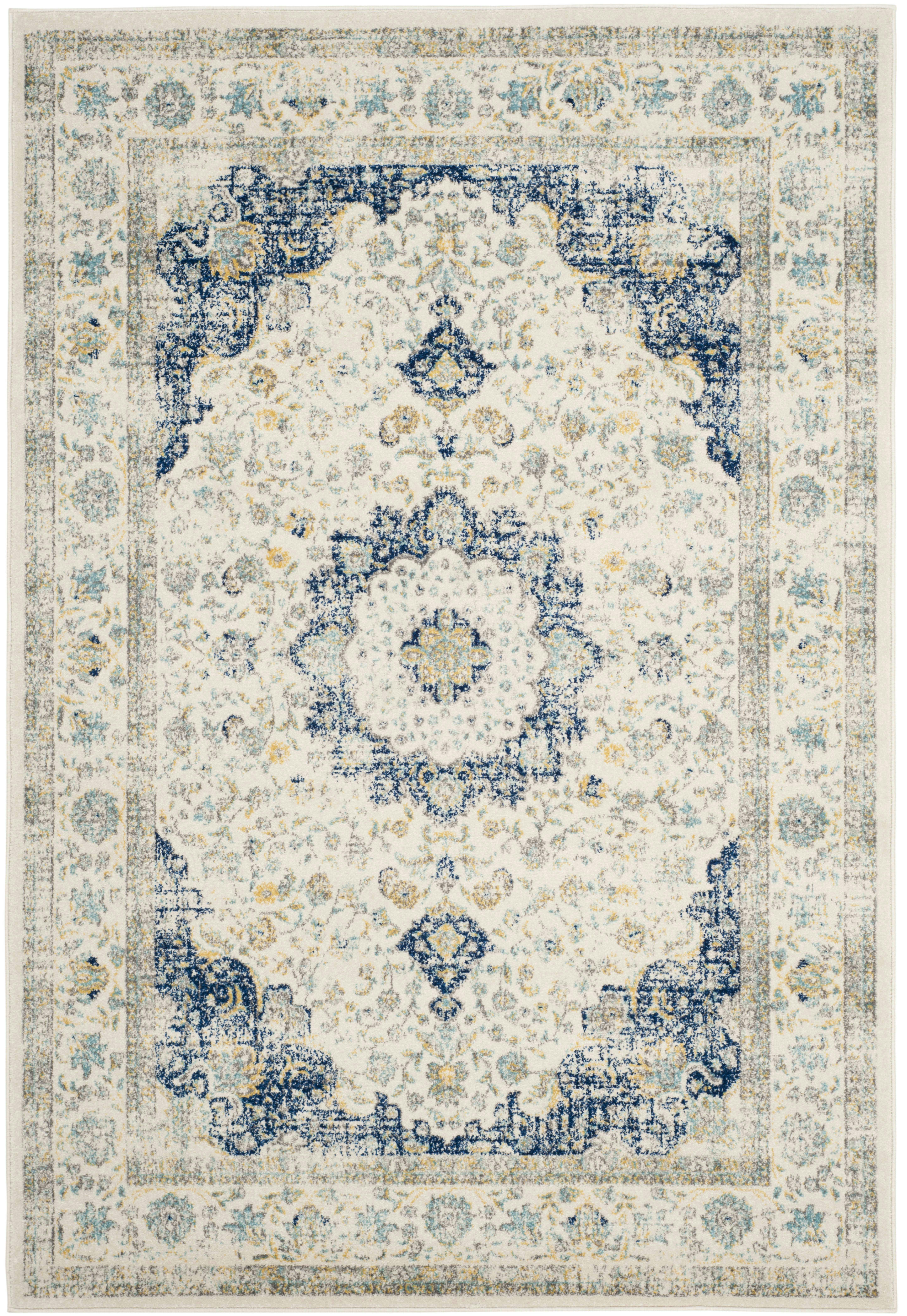 EVOKE - Tapis de salon interieur en  ivoire & bleu, 201 x 274 cm
