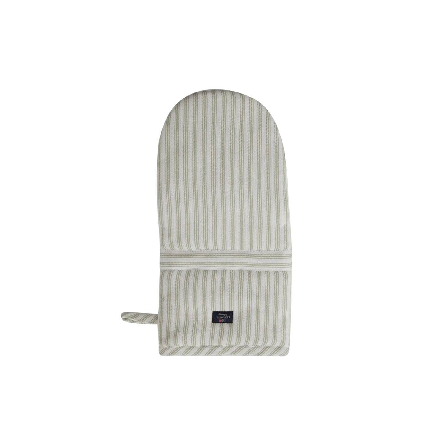 Icons Herringbone Striped Mitten, sage green/white