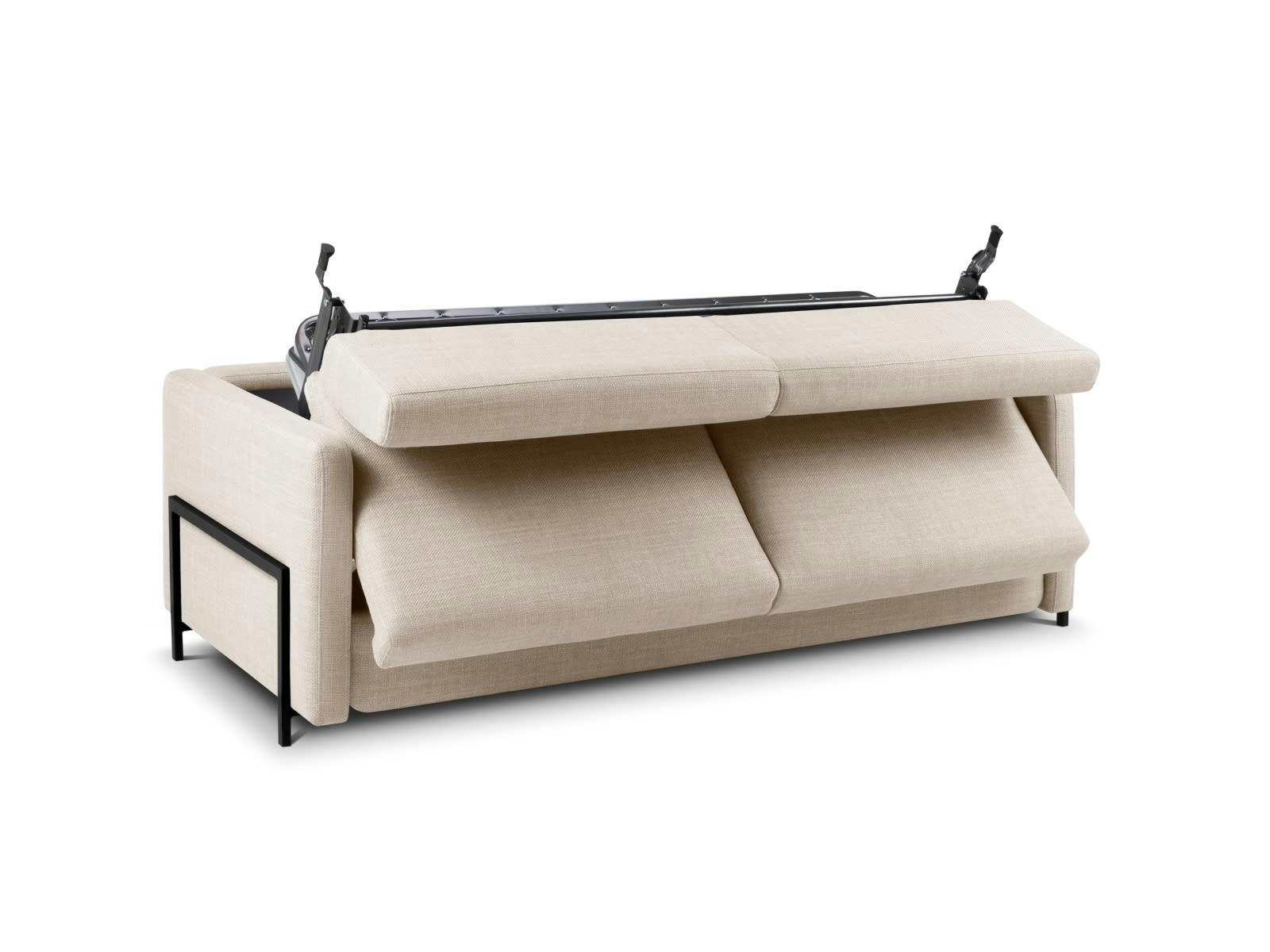 YANIS - Canapé Convertible 3 places en Tissu Structurel Beige