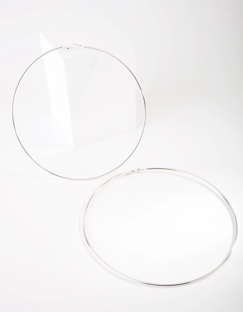 Silver Polished Large Hoop Earrings