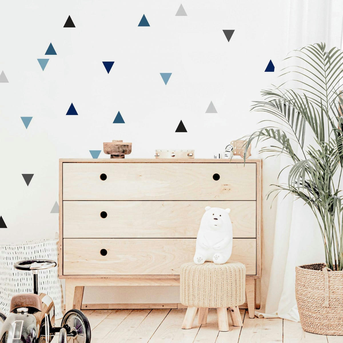 TRIANGLES1 - Stickers mureaux en vinyle triangles bleu et gris