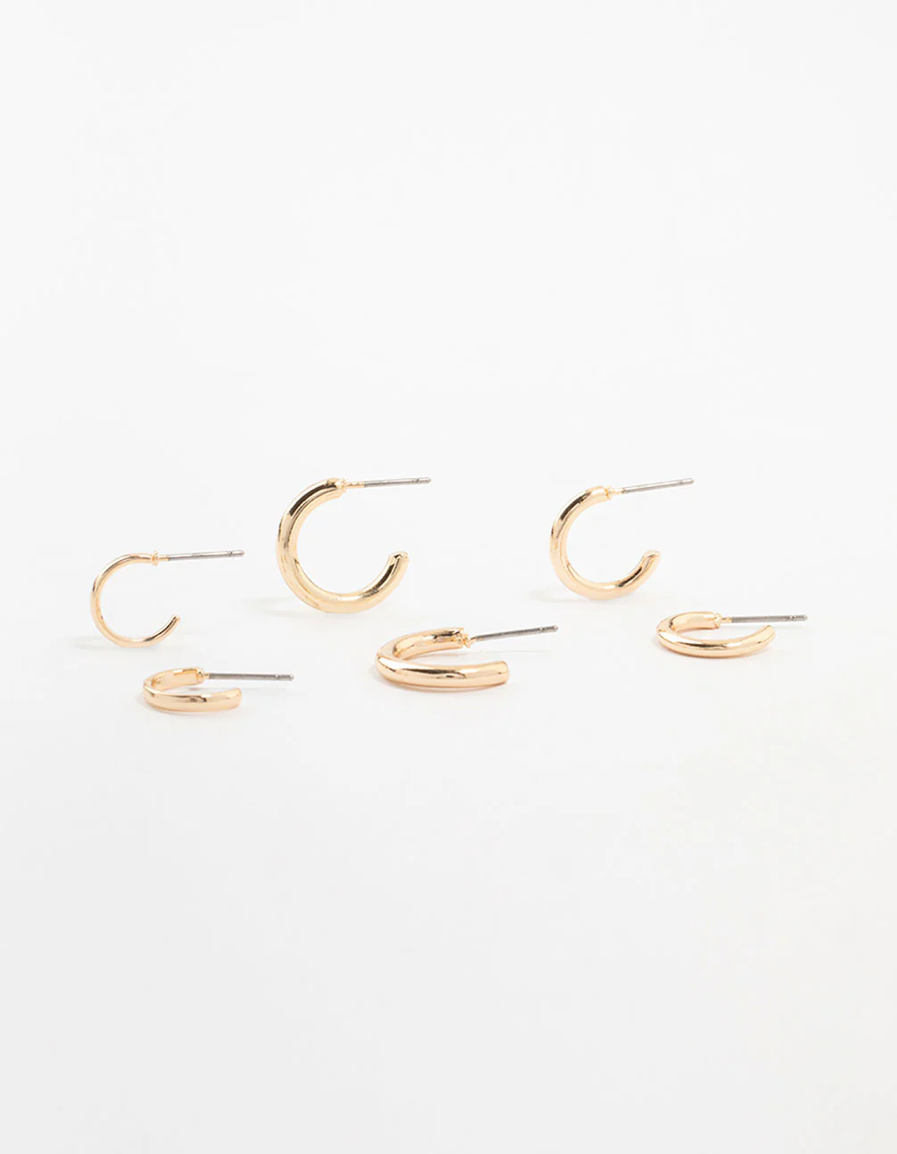 Gold Graduating Clean Huggie Earrings 3-Pack