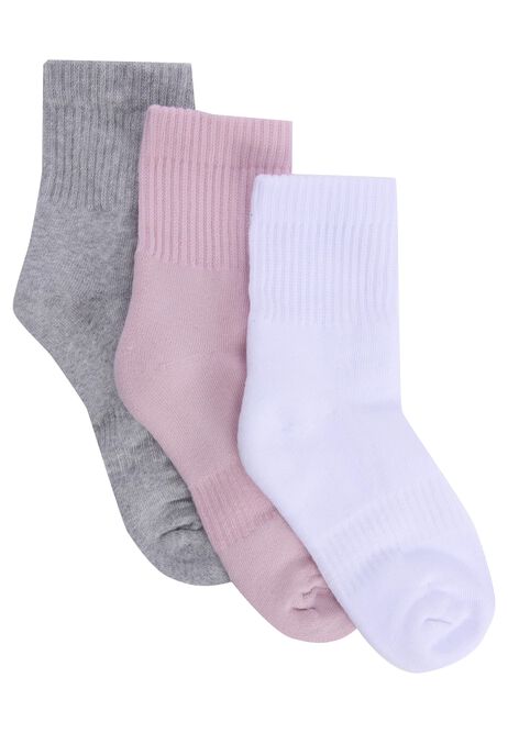 Womens 3pk Pink Quarter Socks