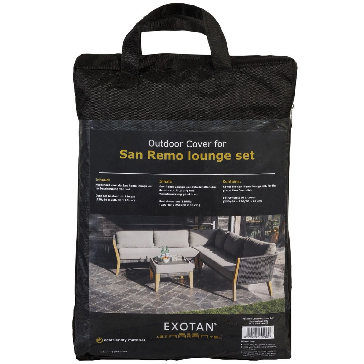 Exotan beschermhoes loungeset San Remo - PE - Zwart - 45x30x14