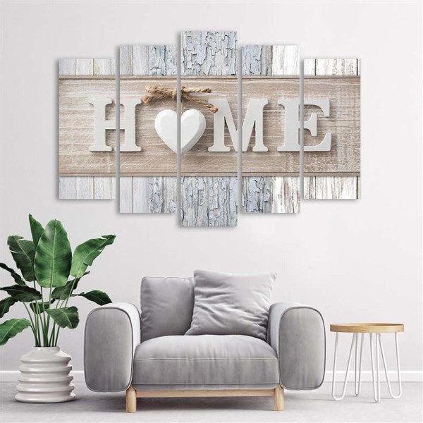 Feeby Obraz 5 częściowy na płótnie Napis Home 100x70