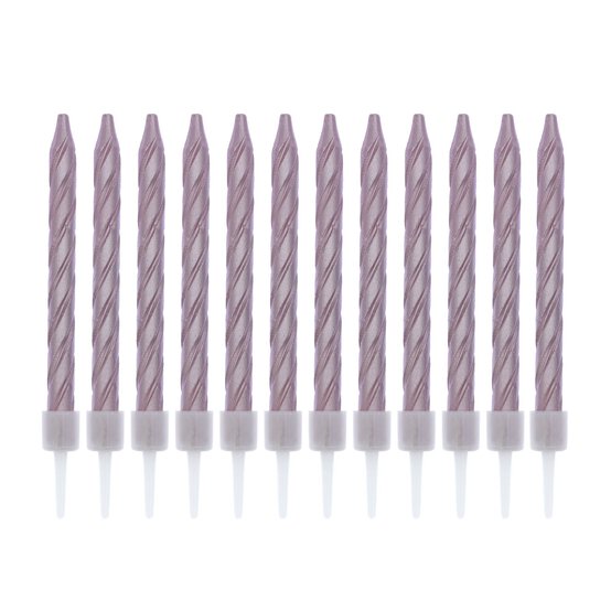 Pink Pearlescent Candles 12 Pack