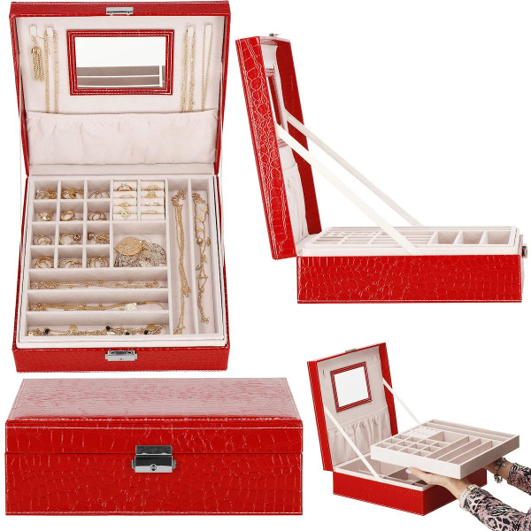 Szkatułka na biżuterię ekoskóra 26x26x8,5 cm organizer