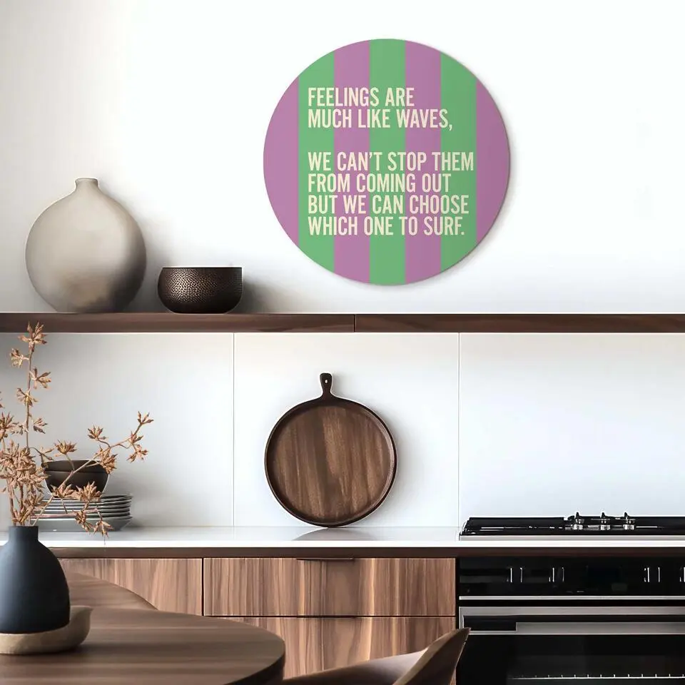 Glasschilderij Gevoelens zijn als golven - &Oslash; 50 - Paars