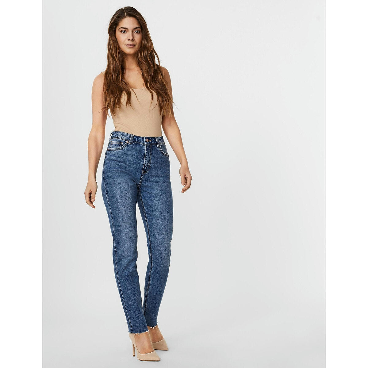 Jean droit, taille haute