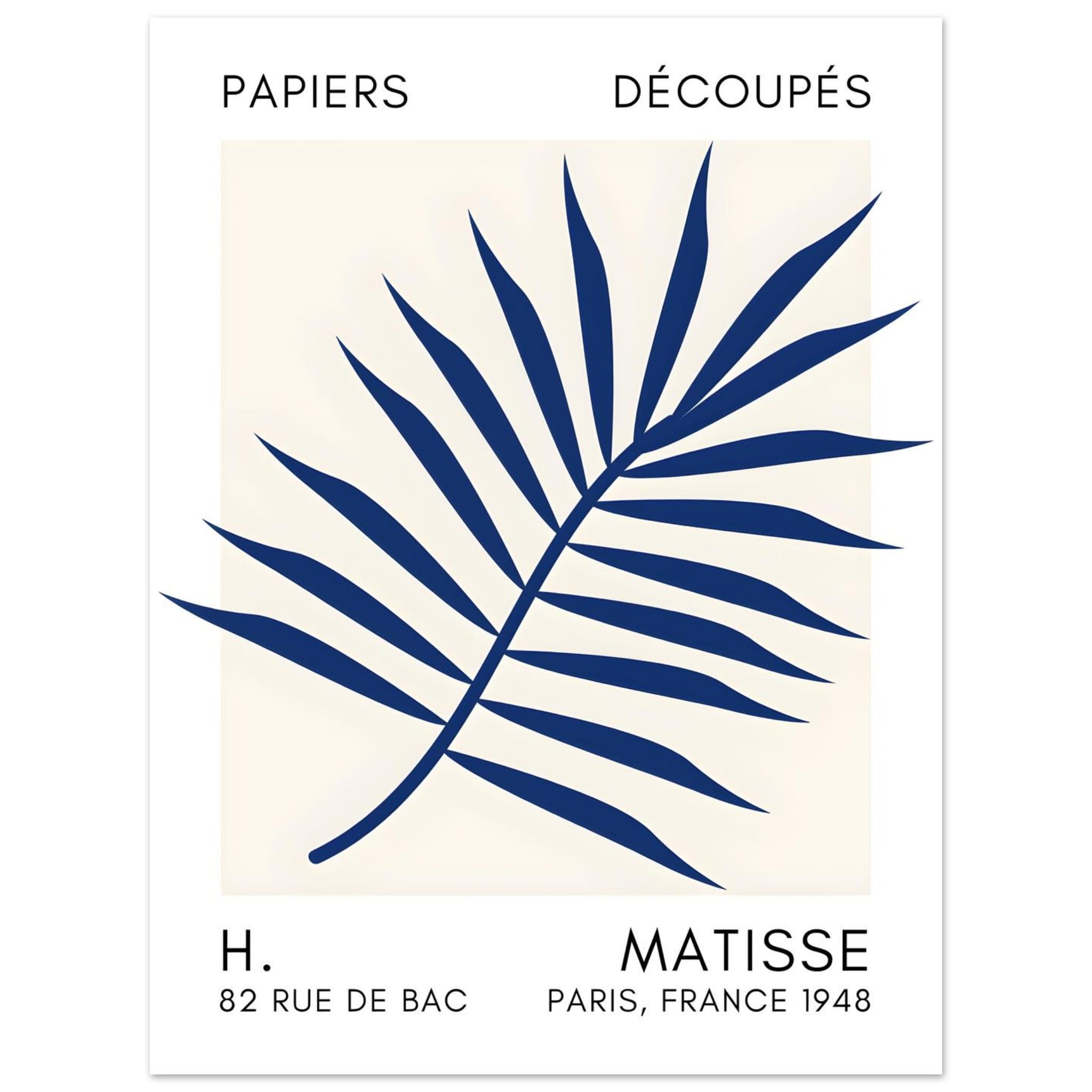 Artfulprints Poster Matisse – Floral reef navy blue II  - 30x40 cm - Blauw