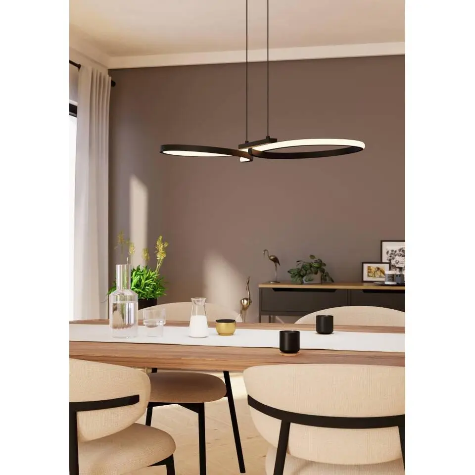 EGLO Serpins Hanglamp - LED - 66 cm - Zwart/Wit