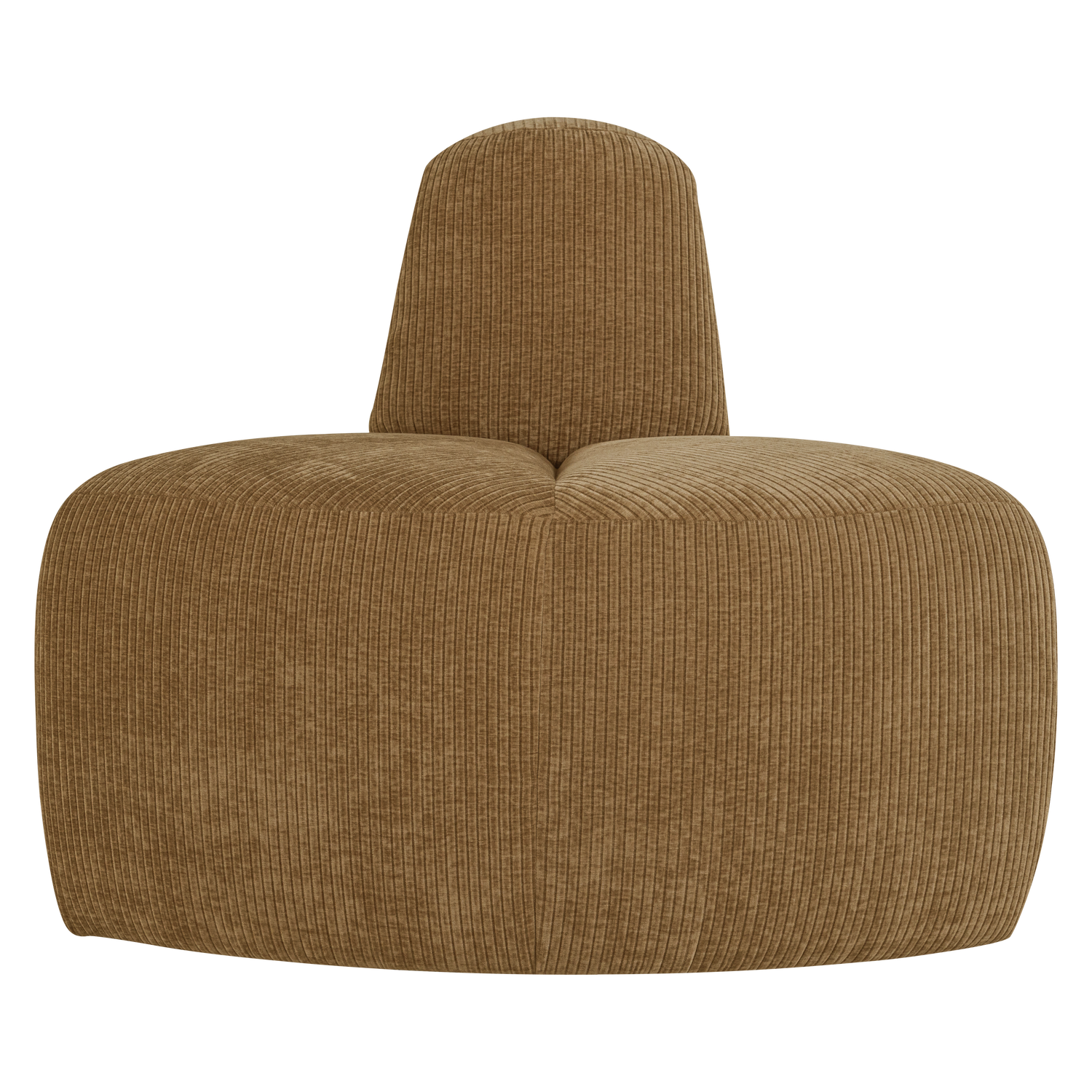 WOOOD eetbank hoek rond rugleuning Mojo - Ribstof - Honinggeel - 83x100x74