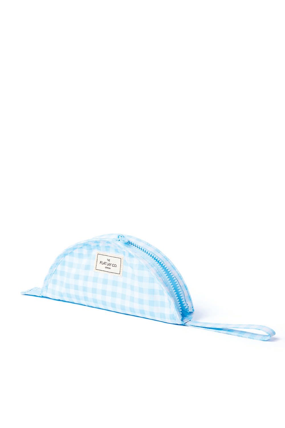 The Flat Lay Co Parachute Lunar Flat Lay Makeup Pouch - Baby Blue Gingham