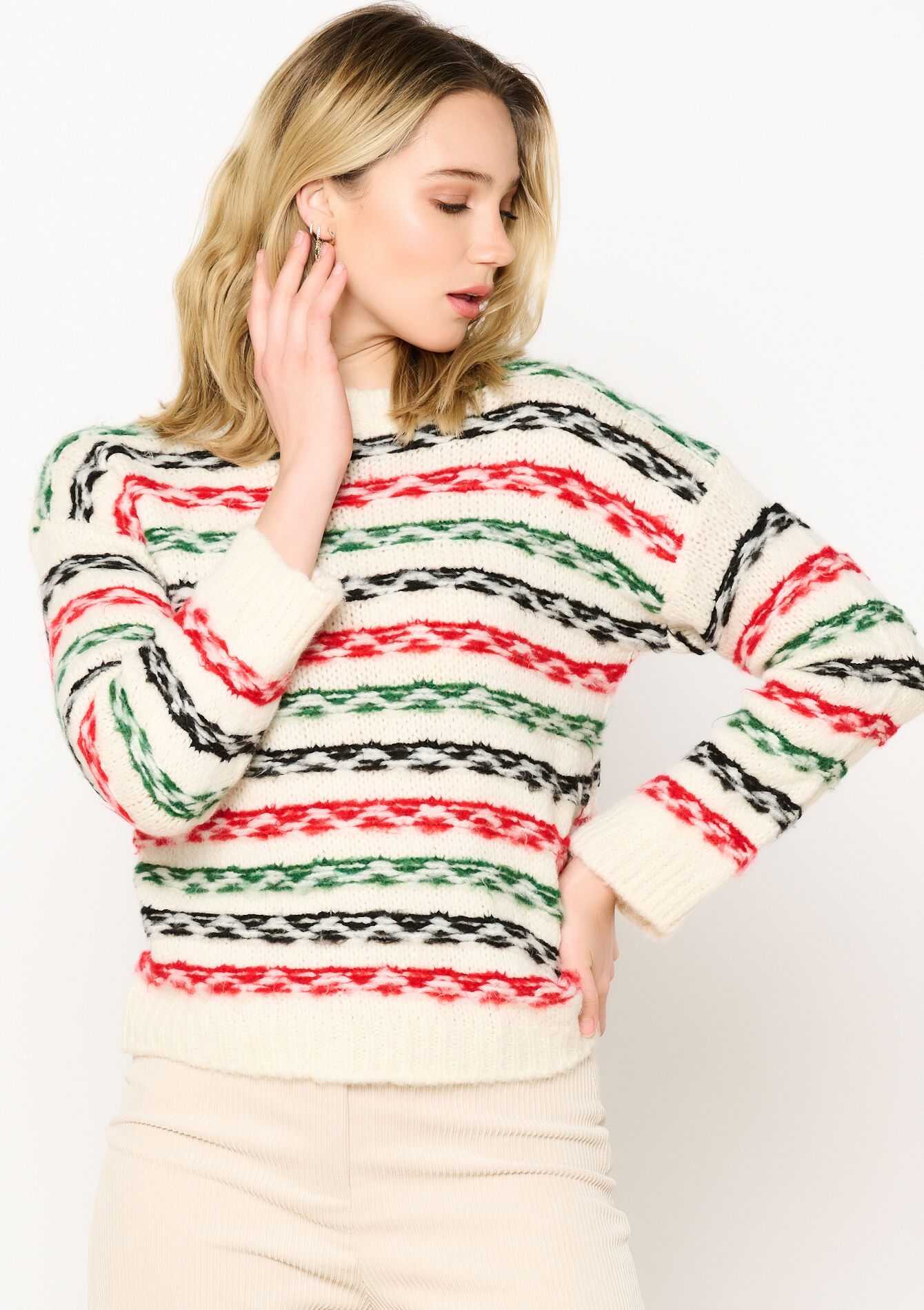 Gestreepte jacquard trui