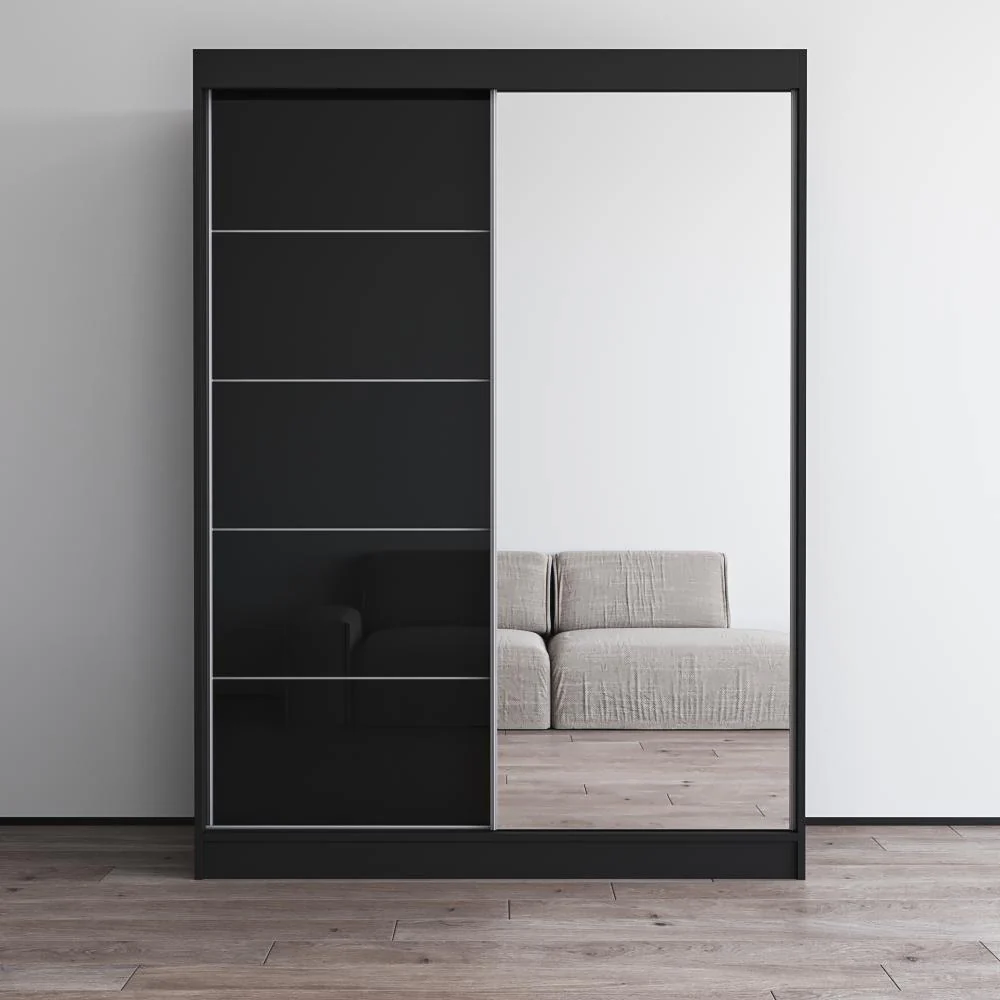 Aria High Gloss 2-door Modern Wardrobe with Mirror
