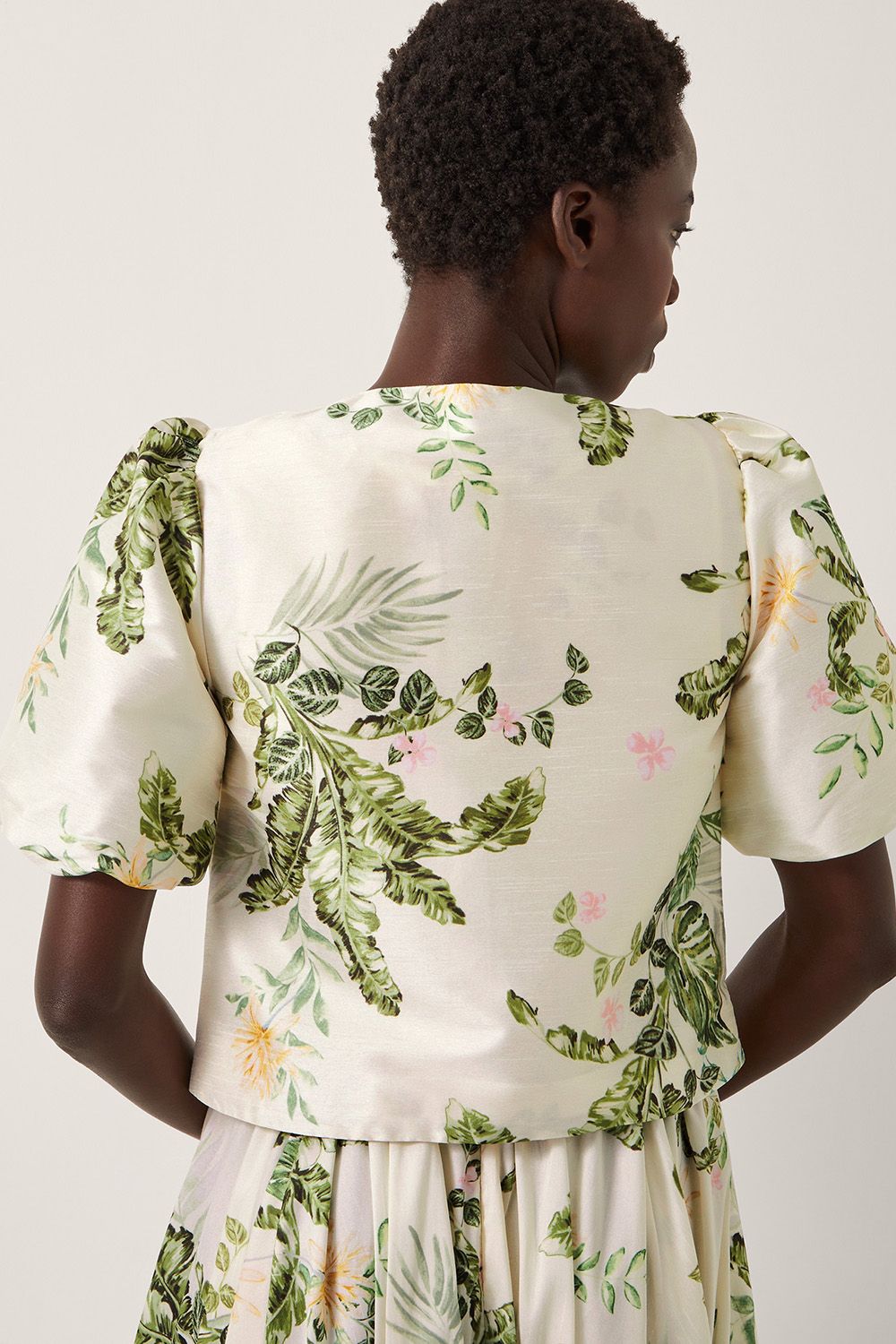 Monsoon Anne Floral Puff Sleeve Jacket Cream