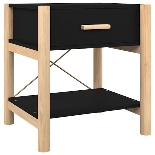 NNEVL Bedside Tables 2pcs Black 42x38x45 cm Engineered Wood