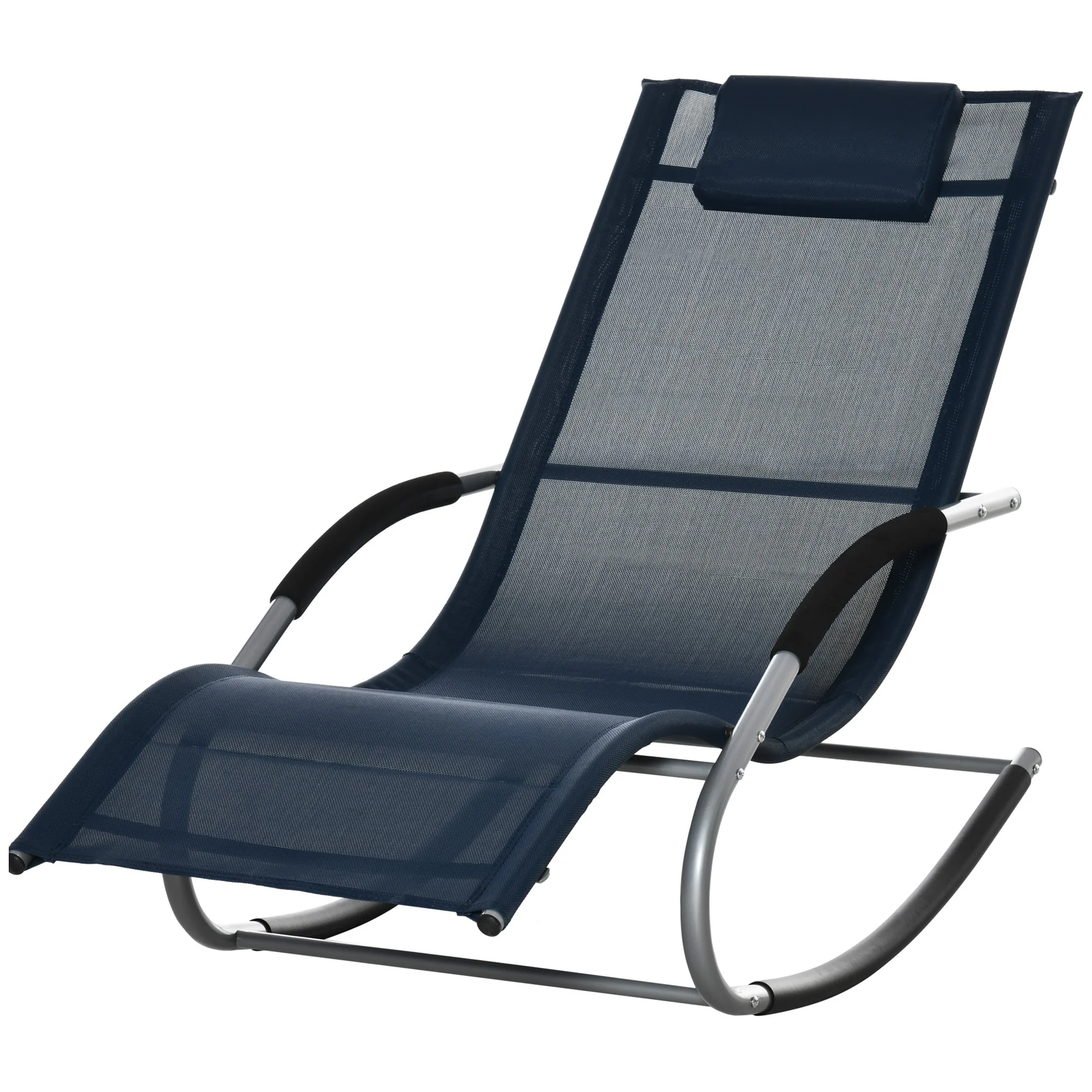 Zero Gravity Rocking Chair Outdoor Chaise Lounger with Removable Pillow and Weather-Resistant Fabric for Patio Porch Poolside