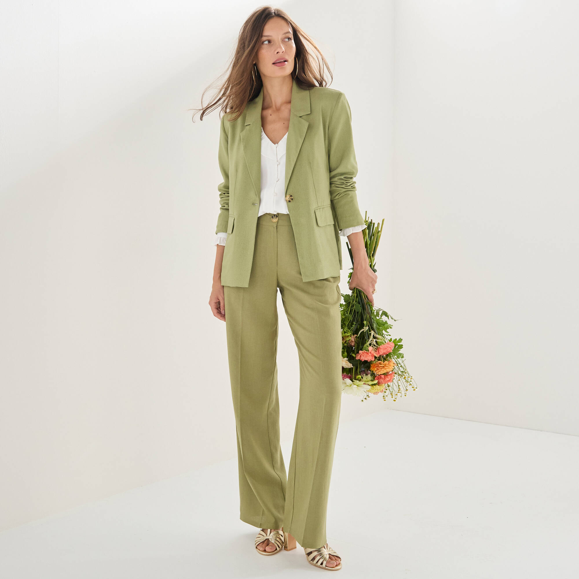 Veste blazer, viscose-lin