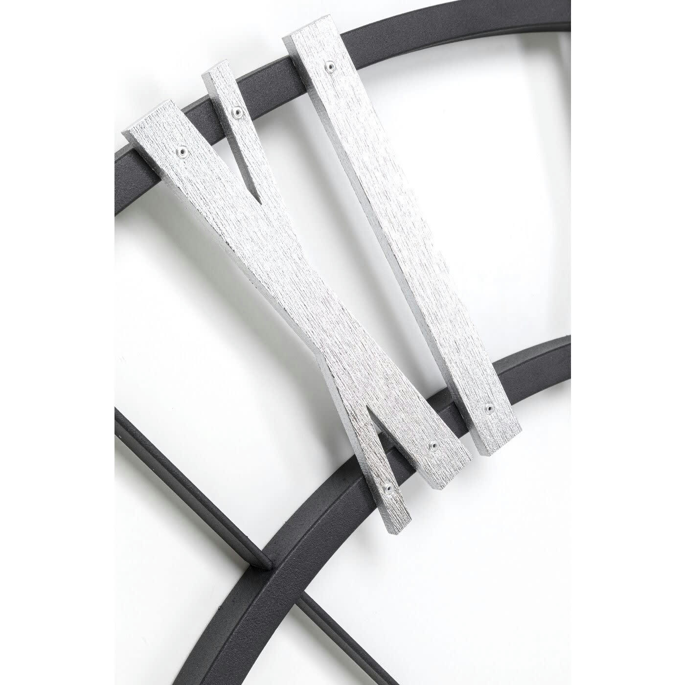NEVIO - Horloge murale noire et argentée D95