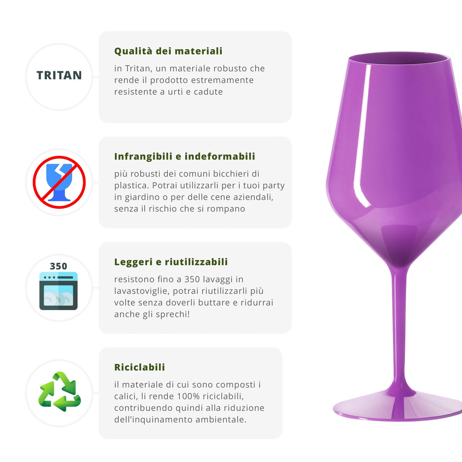 Calice vino in tritan 470 ml viola
