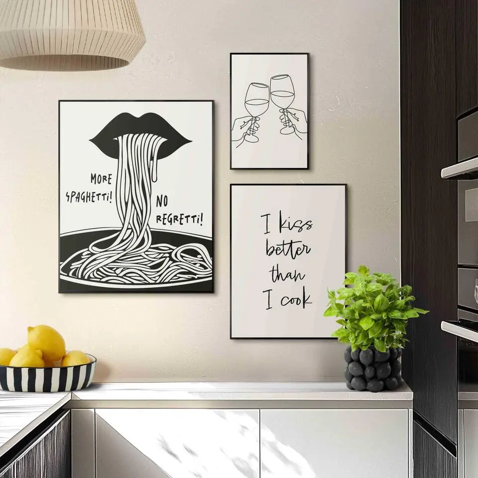 Set poster met lijst - Italiaans diner