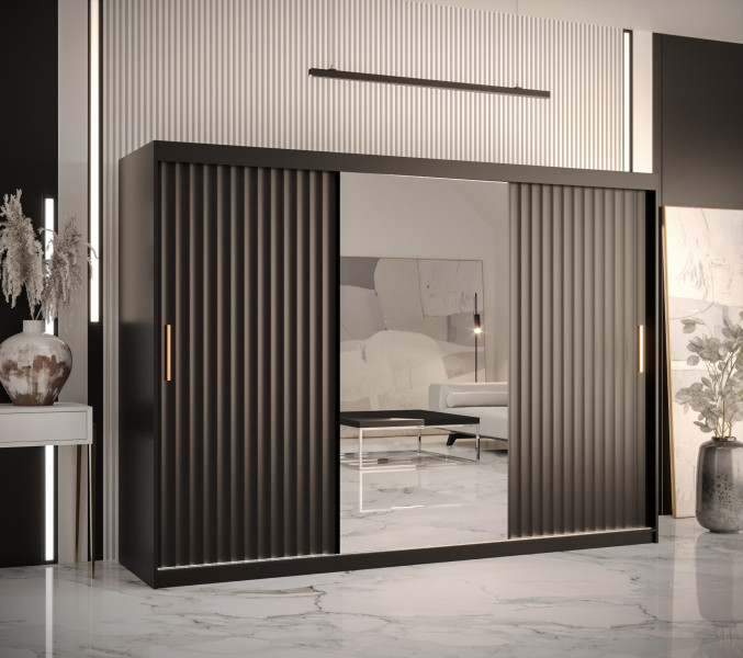 Szafa przesuwna Garderoba Riflo Wave 2 250 czarny   czarny