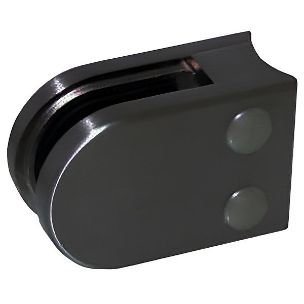 4 x Pince à verre pour tube diam. 42,4 modèle 02 - Ep. verre 9,52 mm - Inox noir anthracite