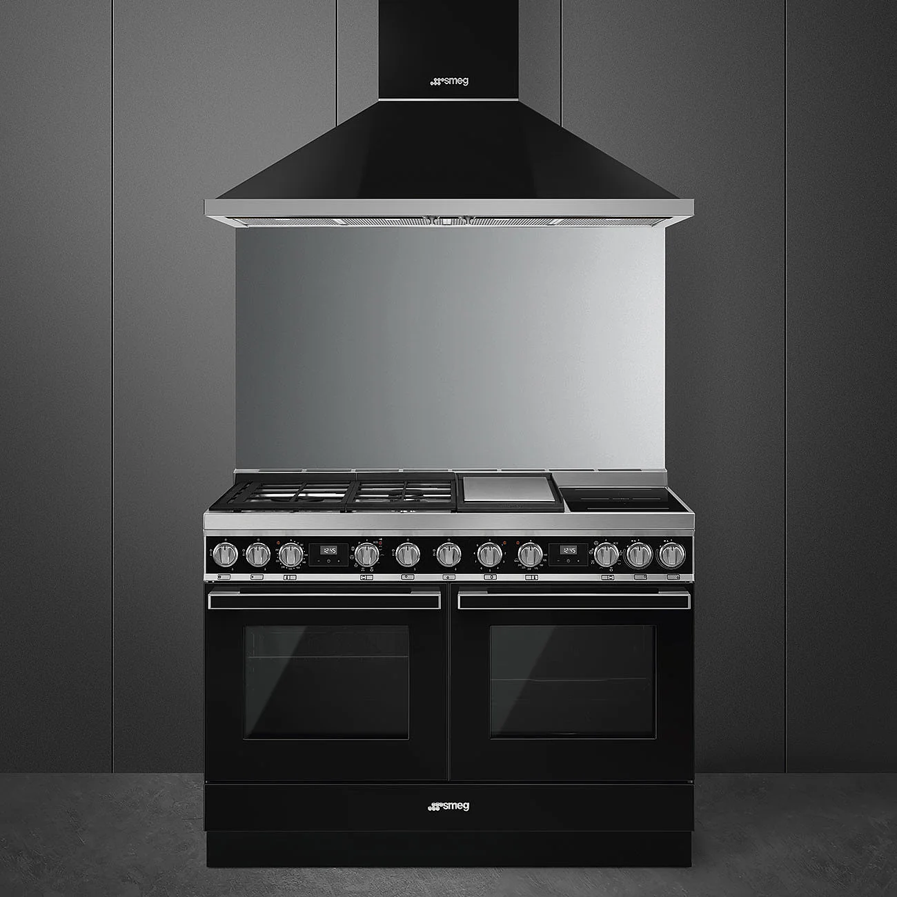 120cm Portofino Dual Fuel Range Cooker Black