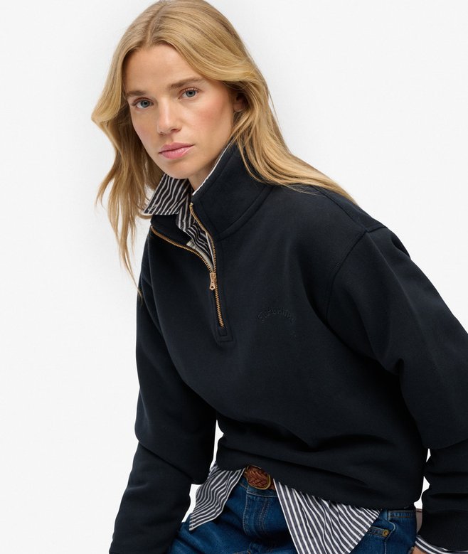 Essential Logo Embroidered Half Zip Jumper