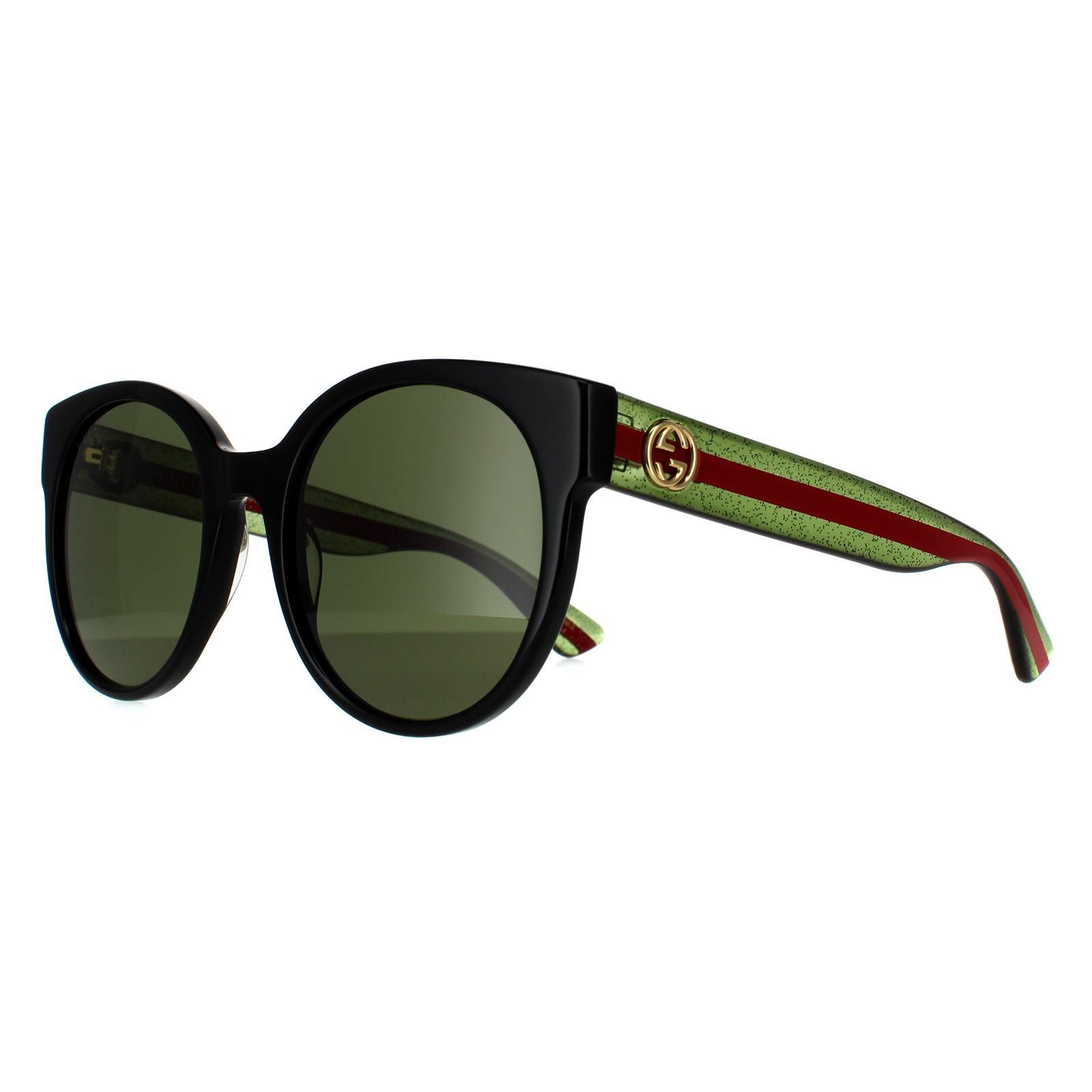 Gucci Cat Eye Black With Green and Red Glitter Green Sunglasses