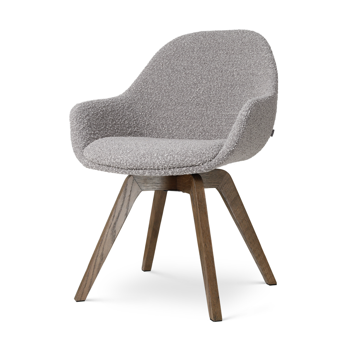 Nolon Noor-Mae draaibare eetkamerstoel bouclé taupe - walnoot houten onderstel