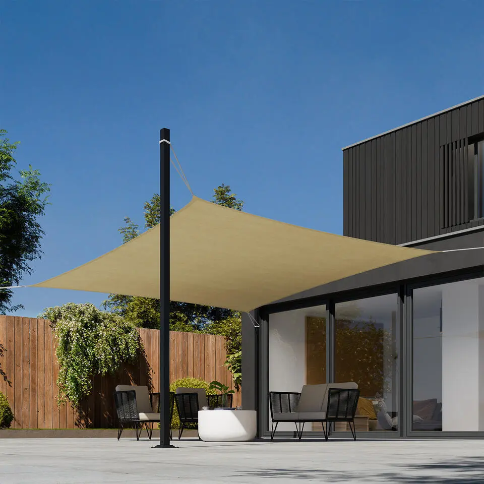 tectake Polyethyleen zonnezeil vierkant beige, Beige